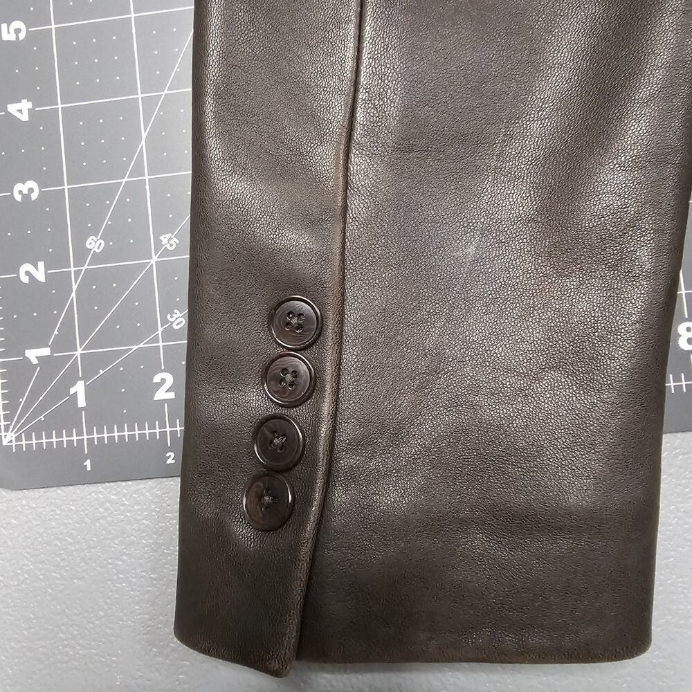 Brooks Brother Leather Jacket Womens 10 Medium Brown Blazer Preppy Business Work - Picture 9 of 16